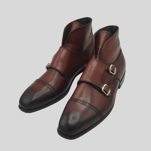 New arrival monk strap Cow leather long men's boots lace-up dress derby shoes for party wedding