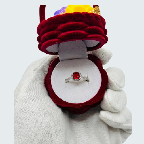 RUBY I | Red Round Stone Ring