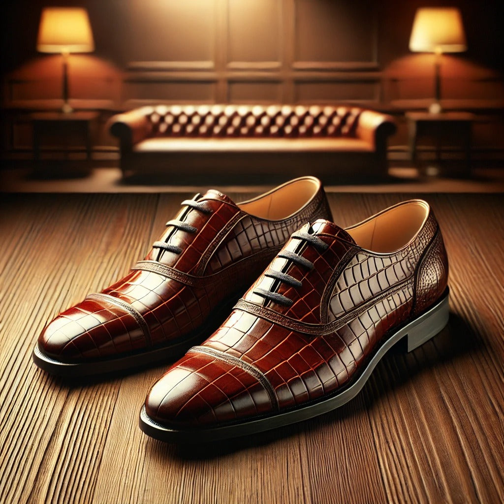 Formal Alligator Oxford Alligator Leather Dress Shoes for Men