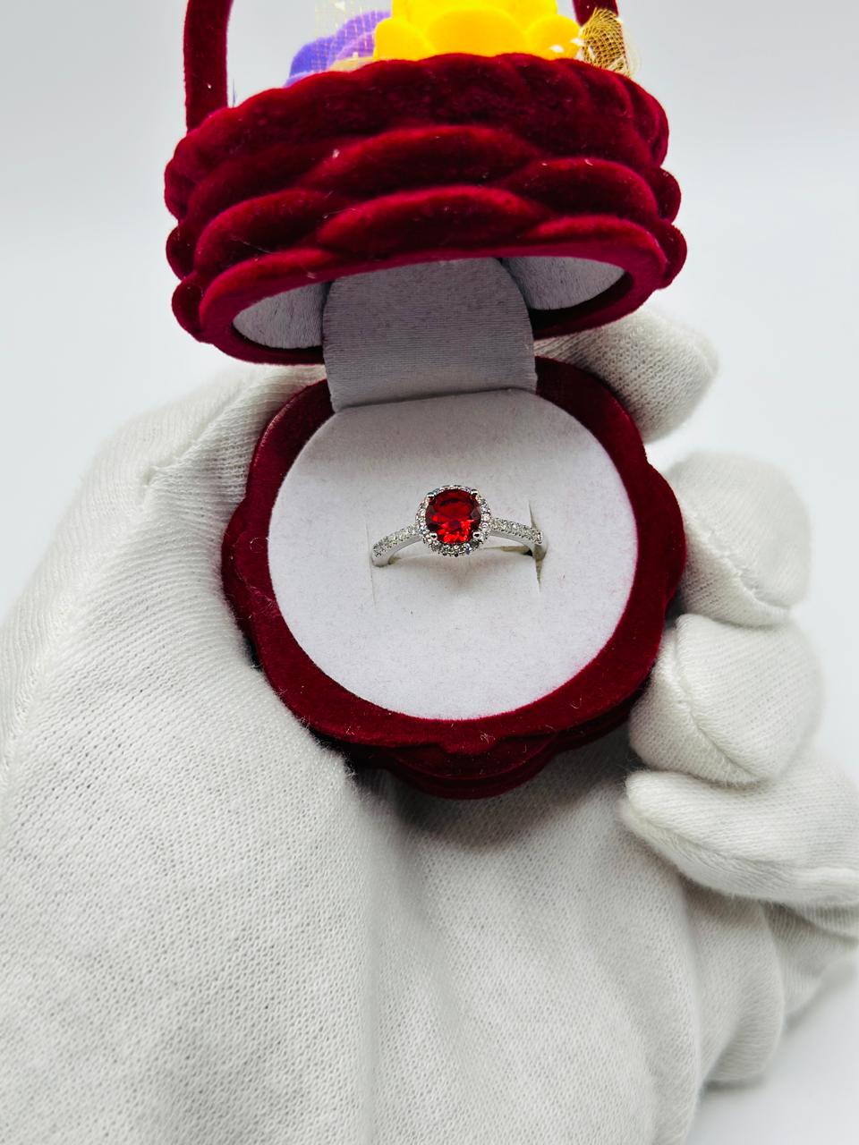 RUBY I | Red Round Stone Ring